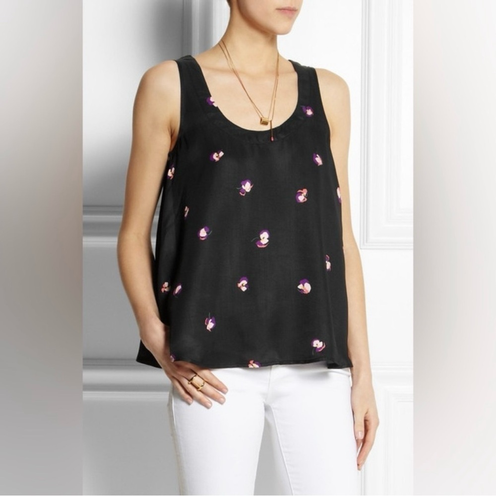 See by Chloe Printed Floral Swing Tank Size 2 Black sleeveless top